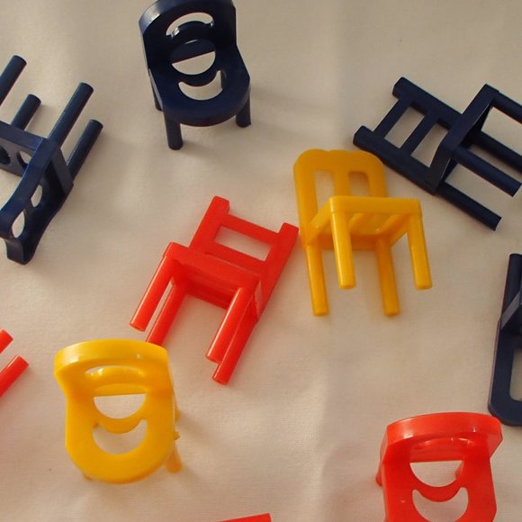 Dollhouse Mini 13 Plastic Chairs Nursery Room Child Size Red Blue Yellow… - Picture 14 of 16